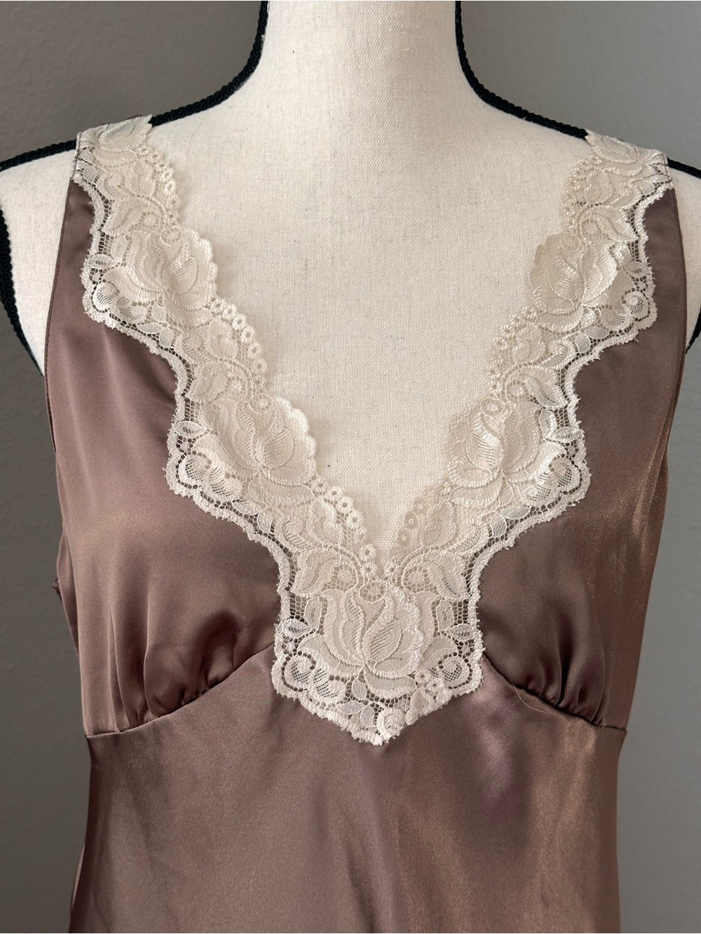 Vintage Satin Fairy Milkmaid Style Cinema Maxi Lingerie Dress - Picture 2 of 6